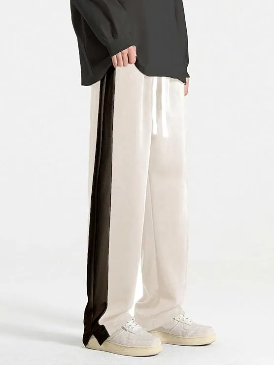 White Side Striped Relaxed Fit Track Pants for Men | DWNTWN