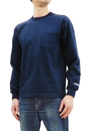 Whitesvill Plain T-shirt Men's Heavyweight Long Sleeve Pocket Tee WV68849 128 Dark-Blue