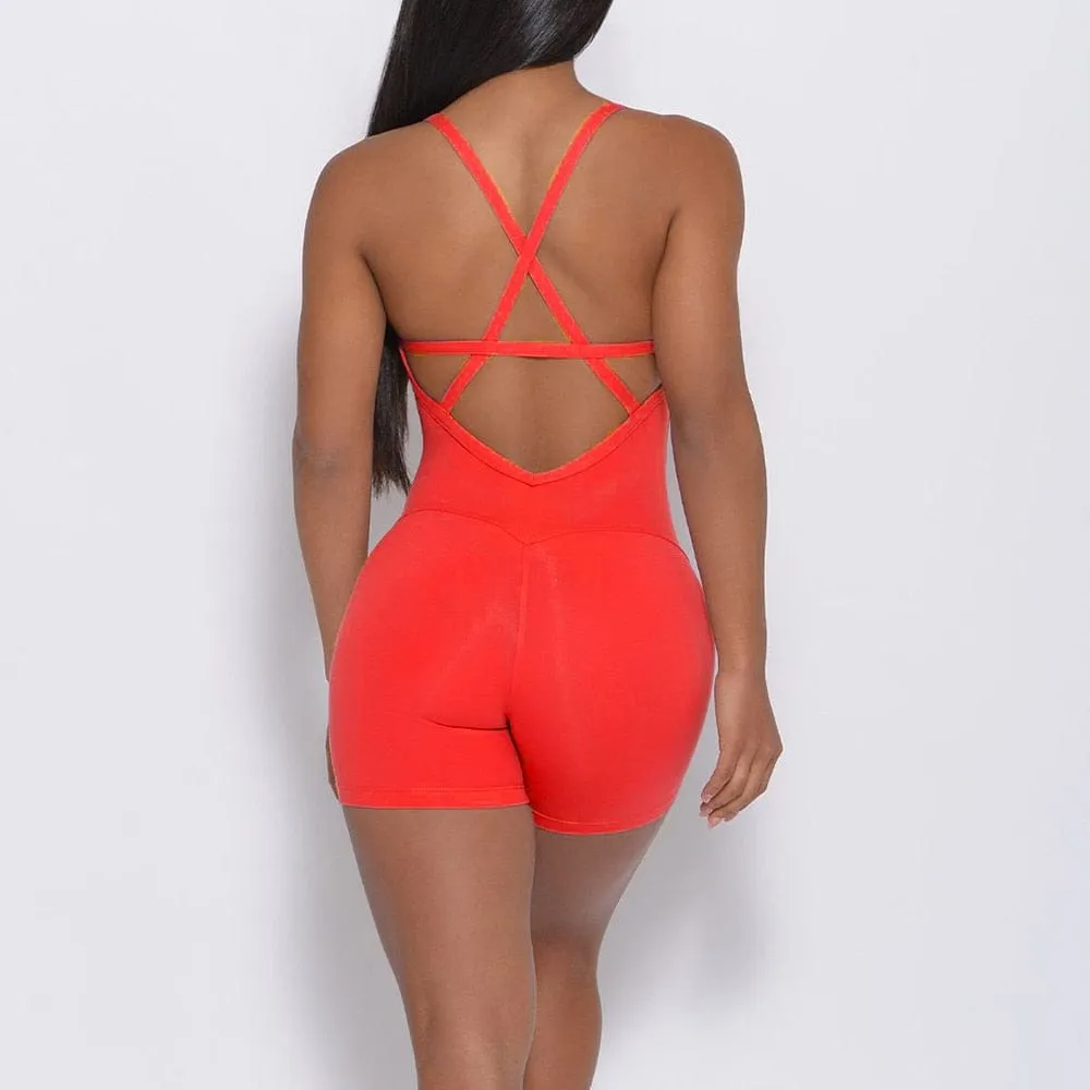 Women Yoga Backless Jumpsuit Workout Catsuit Bodysuit Sleeveless Gym Bodycon Romper Sportswear Fitness Yoga Suit Sexy One Piece