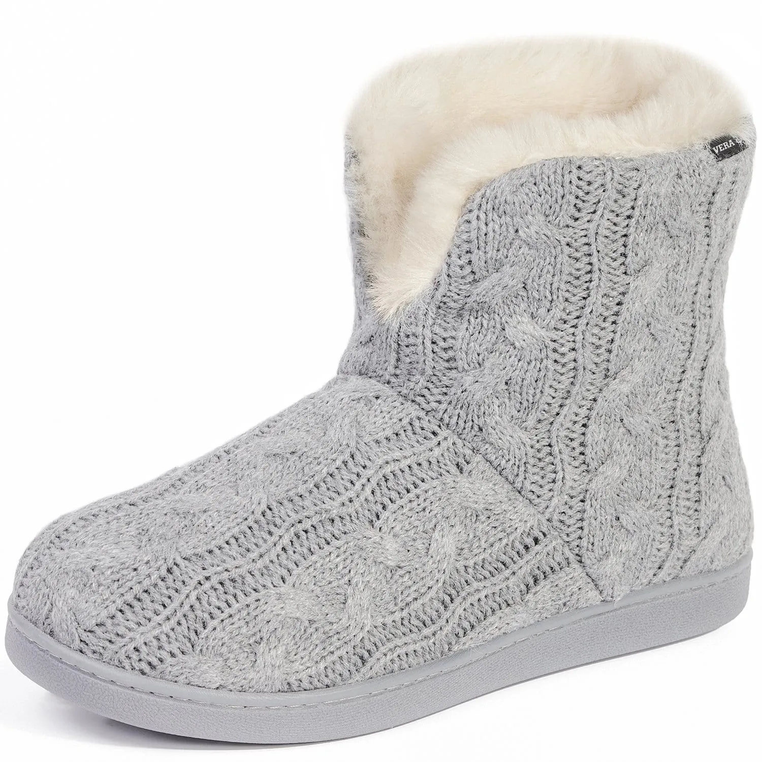 Women's Cosy Cable Knit Memory Foam Slipper Boots