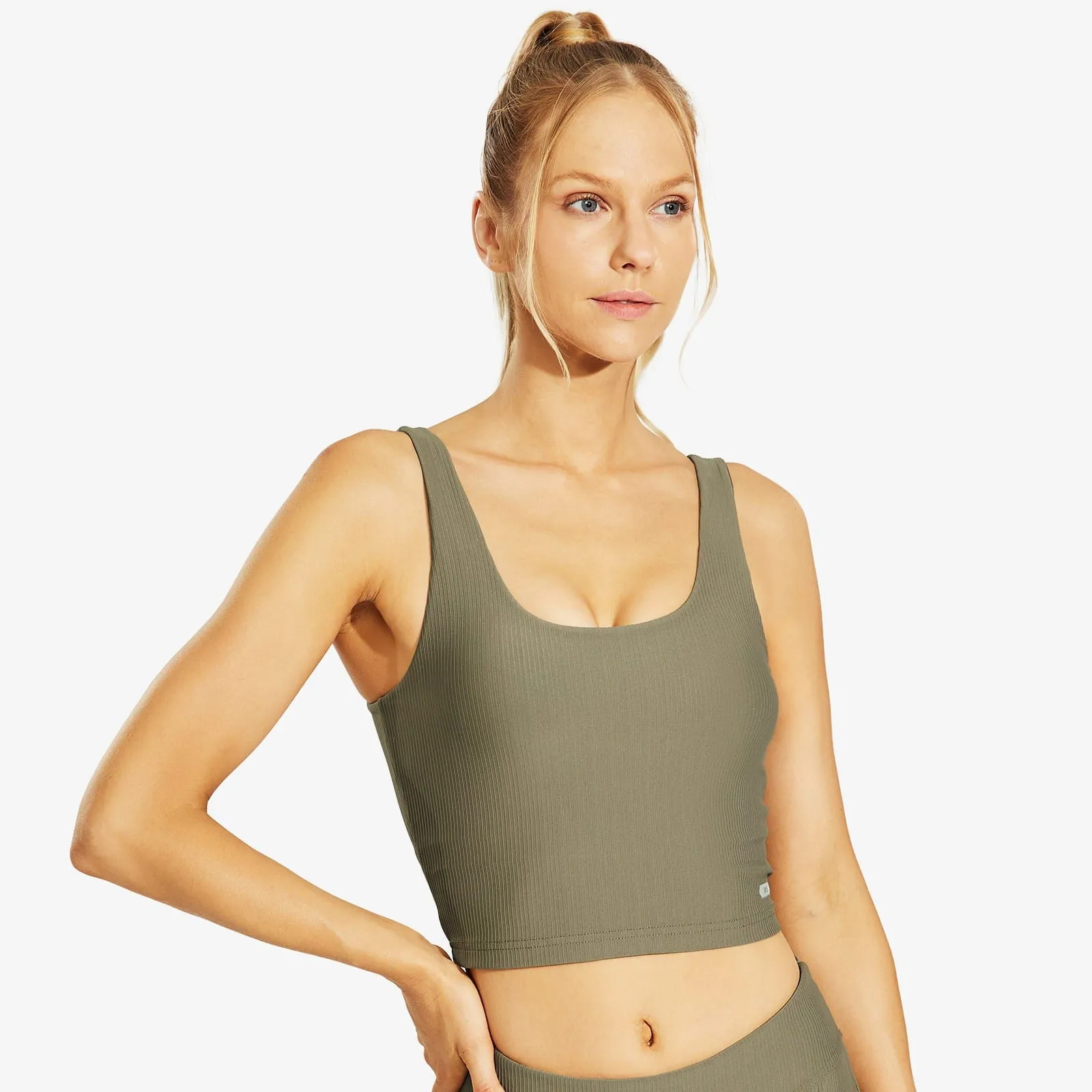 Women's Crop Tank Sports Bra Padded Athletic Yoga Top