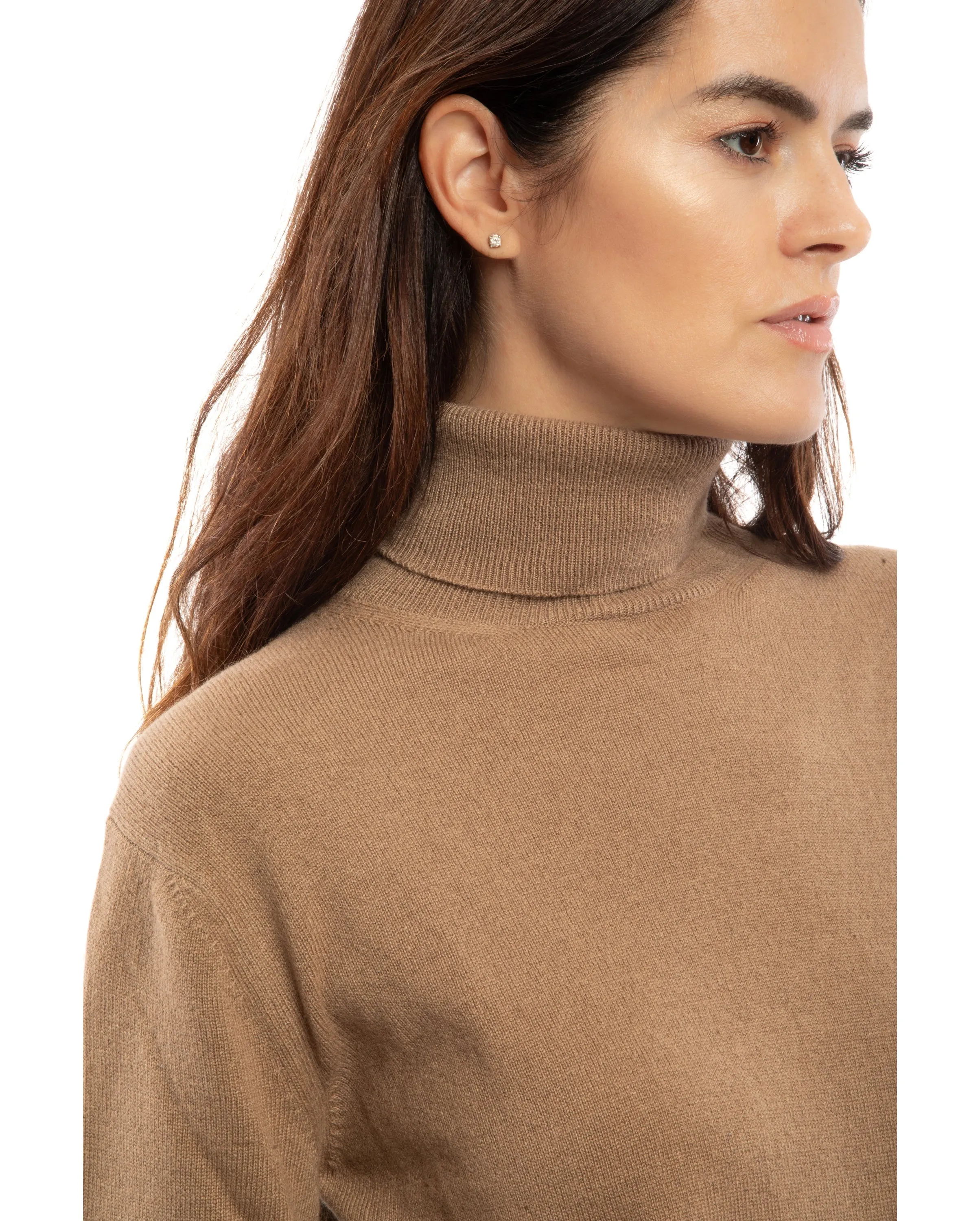 Women's Pure Cashmere Turtleneck Sweater Taupe