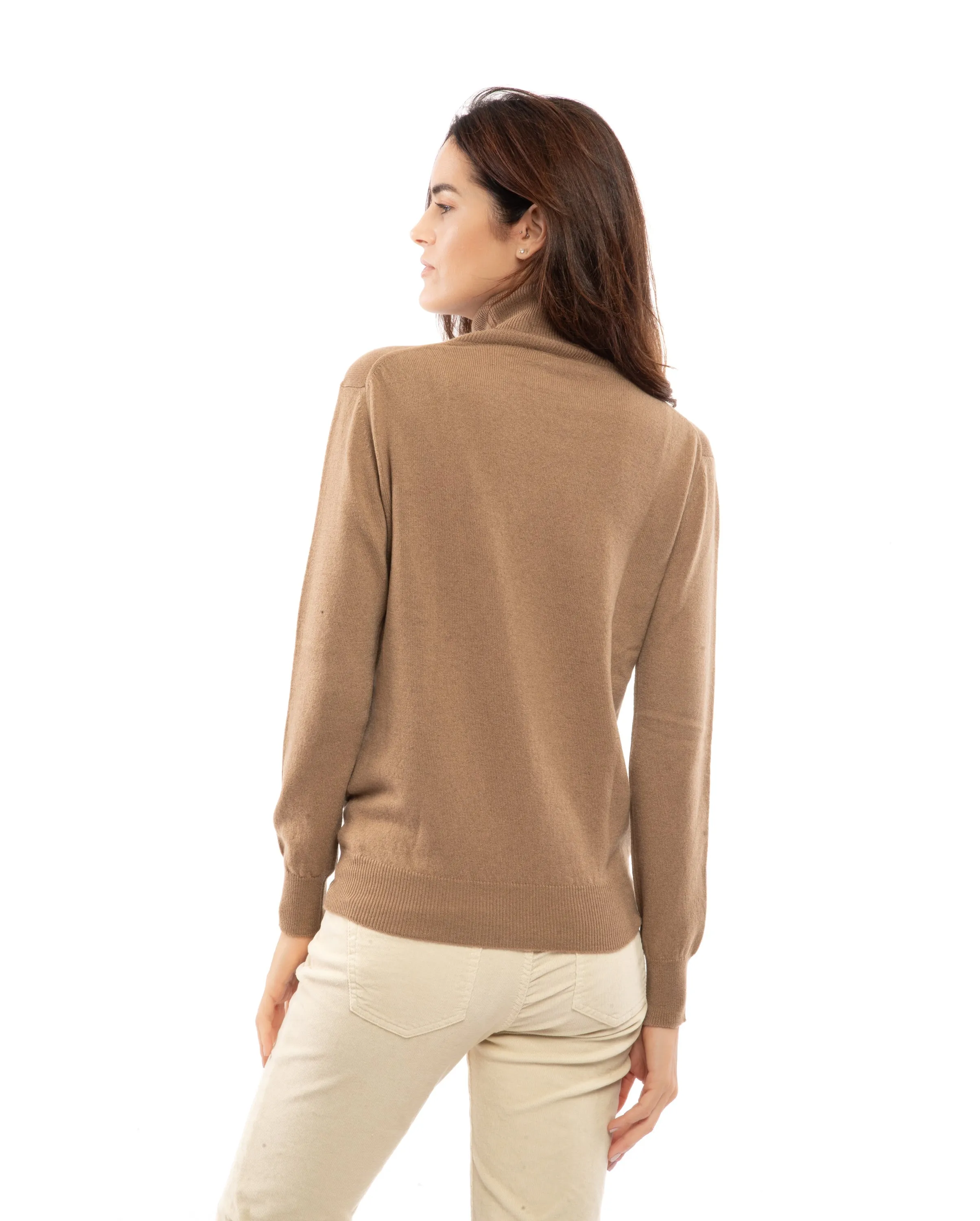 Women's Pure Cashmere Turtleneck Sweater Taupe