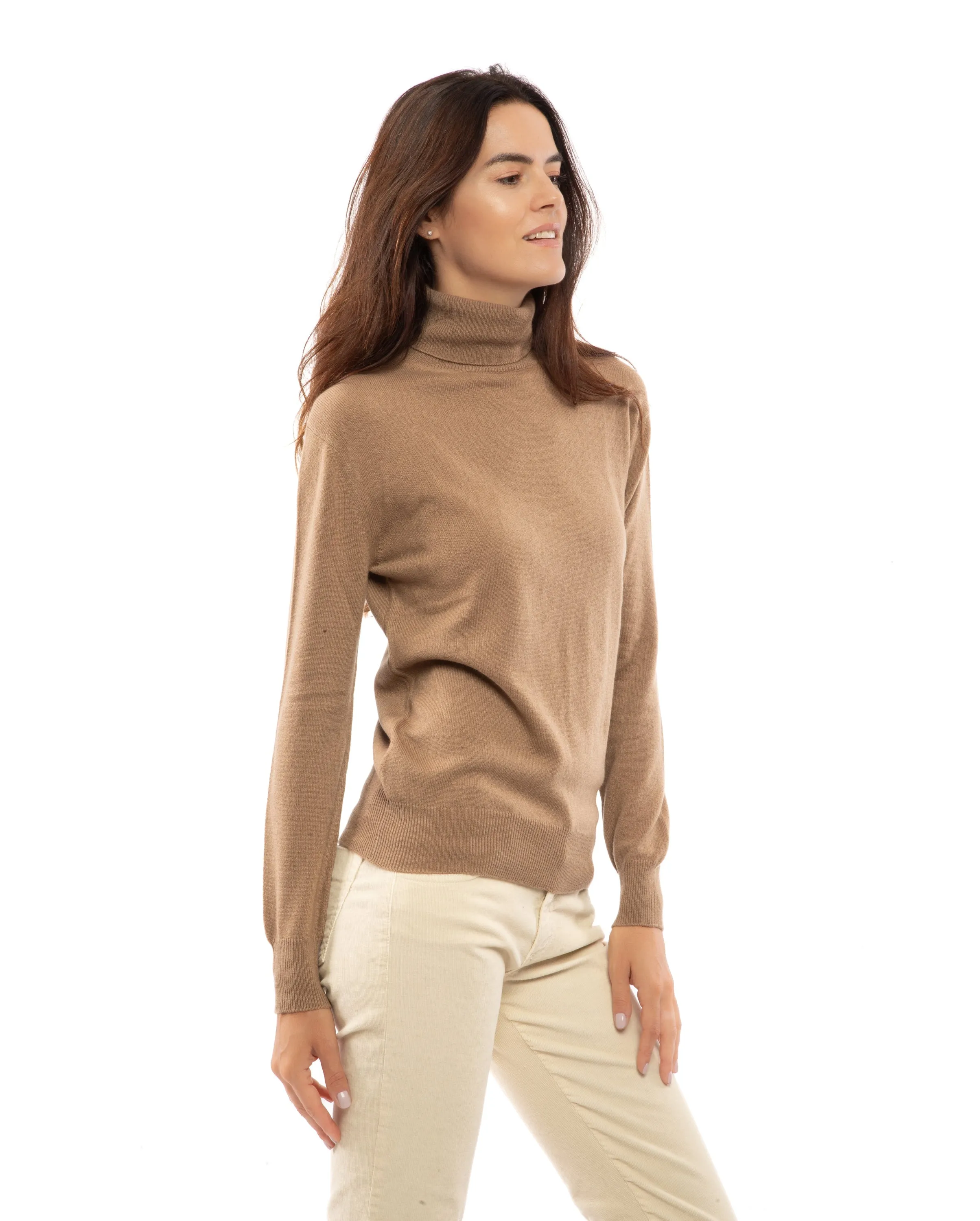 Women's Pure Cashmere Turtleneck Sweater Taupe