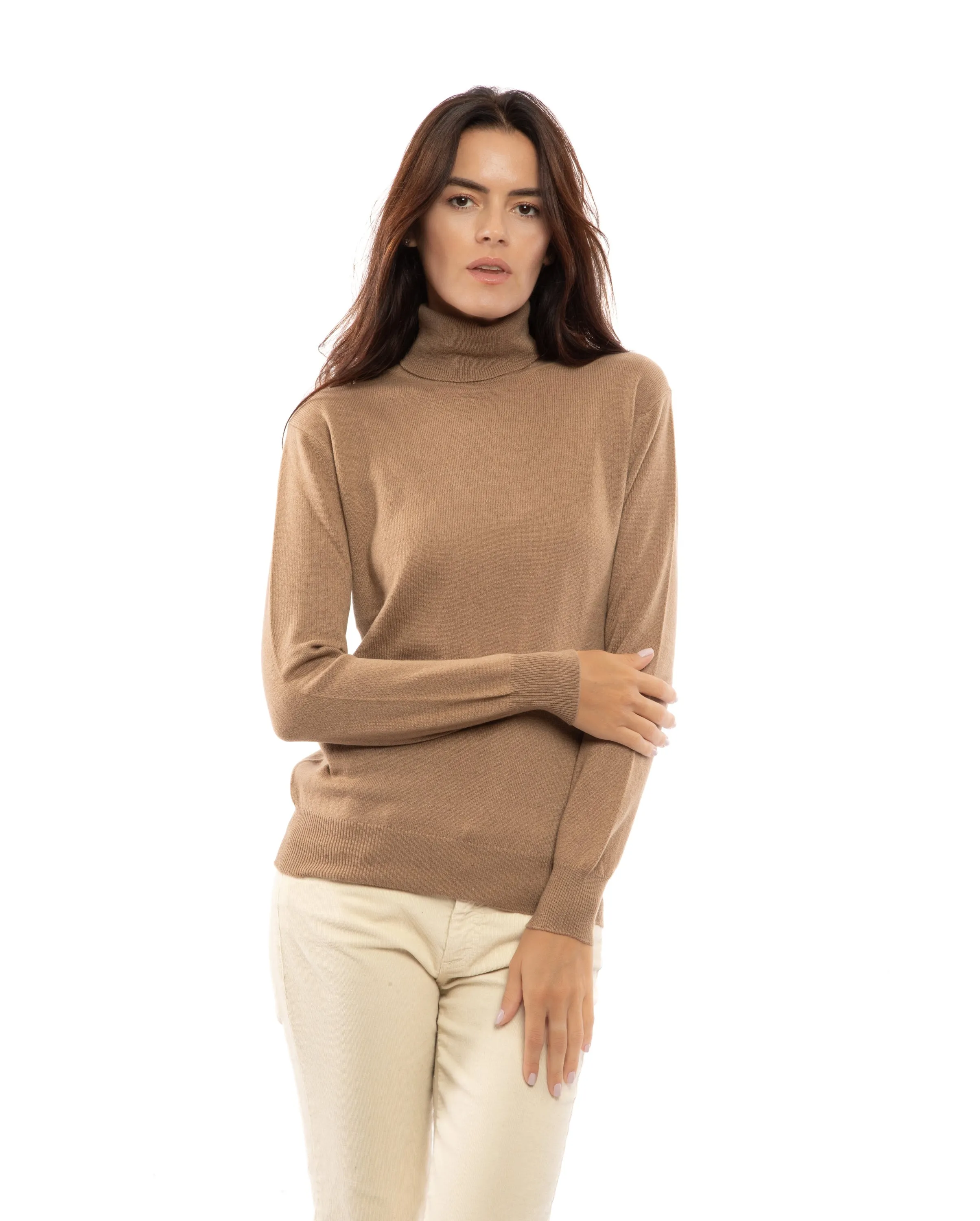 Women's Pure Cashmere Turtleneck Sweater Taupe