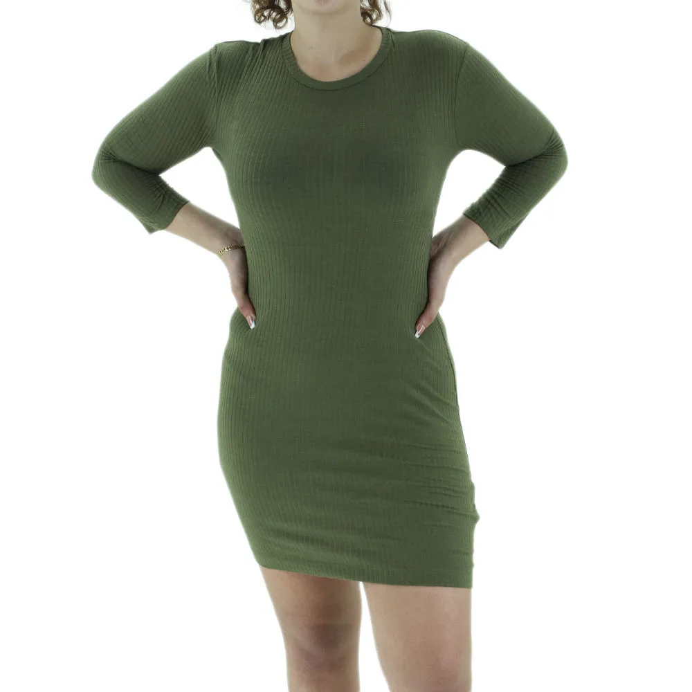 Women's Ribbed Mini Dress,Olive