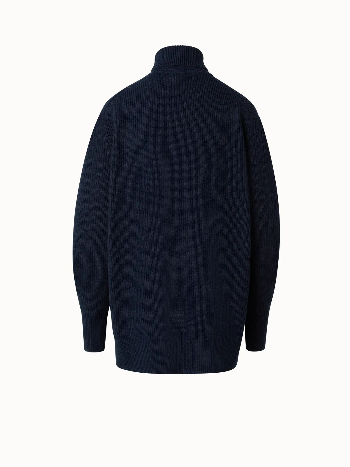 Wool Cashmere Blend Turtleneck Knit Sweater