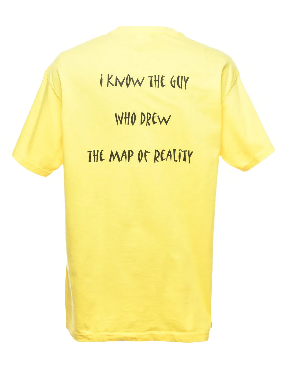 Yellow & Black Printed T-shirt - L