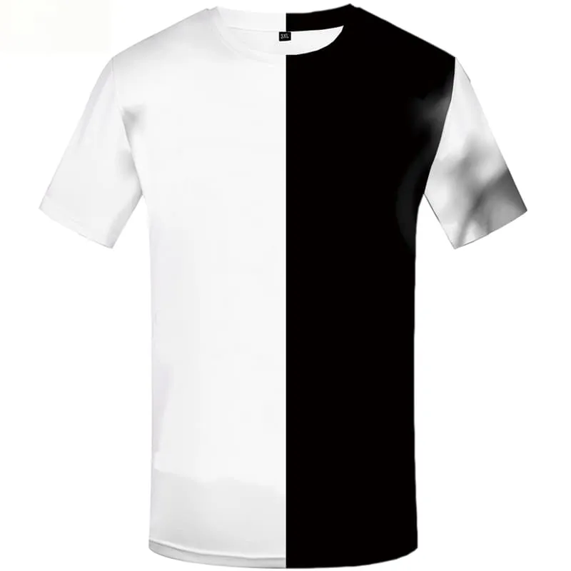 Yinyang T shirts Men Black And White Tshirt Printed Harajuku Tshirts Novelty